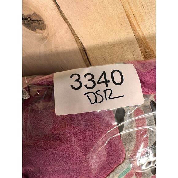 TIBI Pink Floral Deep V-Neck Dress Size 2 100% Silk Barbiecore Summer Beach - Picture 7 of 7